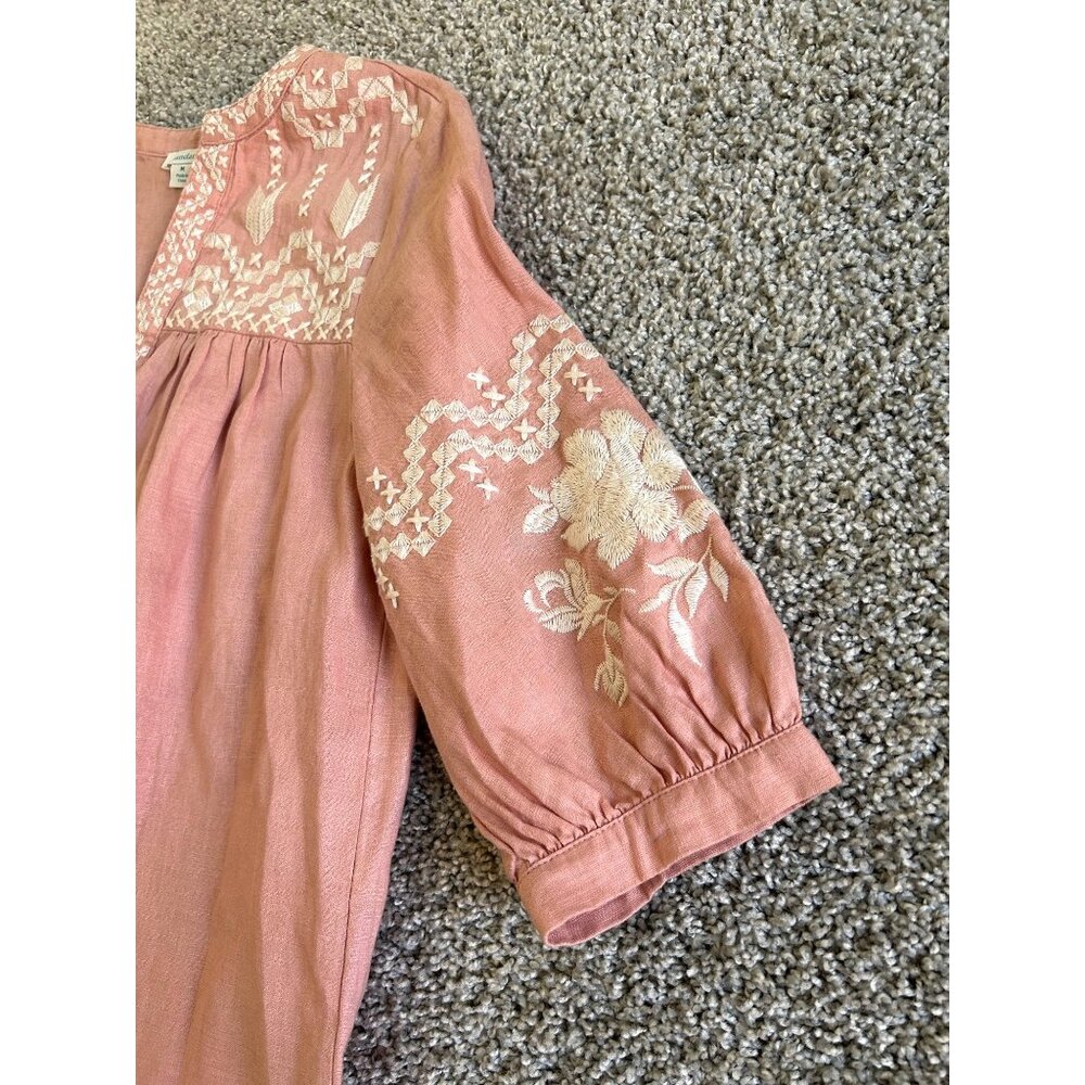 Sundance Rosewood Embroidered V-Neck Midi Dress - Picture 7 of 14